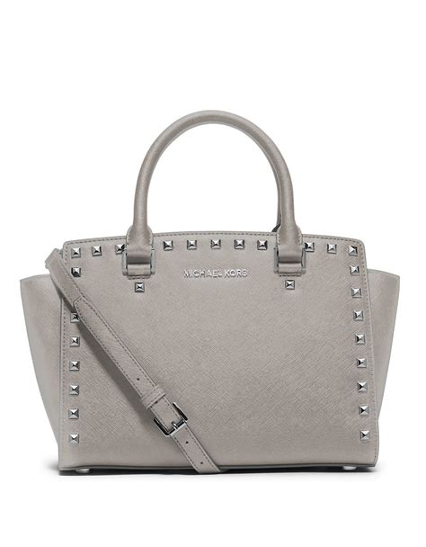 michael kors selma medium grey bag|Michael Kors selma studded.